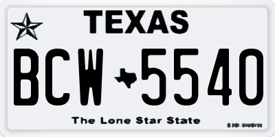 TX license plate BCW5540