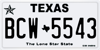 TX license plate BCW5543