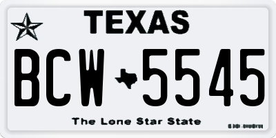 TX license plate BCW5545