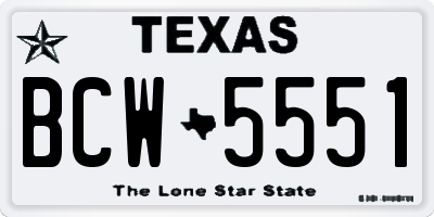 TX license plate BCW5551