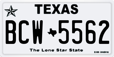 TX license plate BCW5562