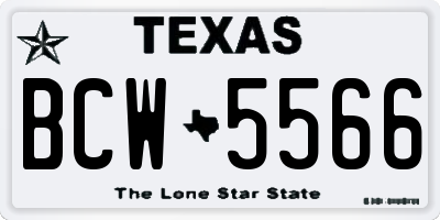 TX license plate BCW5566