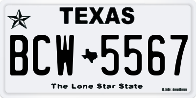 TX license plate BCW5567