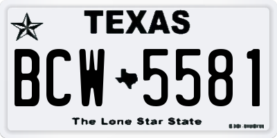 TX license plate BCW5581