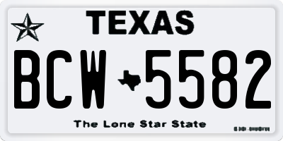 TX license plate BCW5582