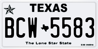 TX license plate BCW5583