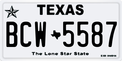 TX license plate BCW5587