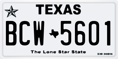 TX license plate BCW5601