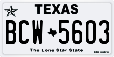 TX license plate BCW5603