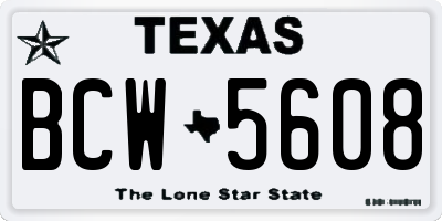 TX license plate BCW5608