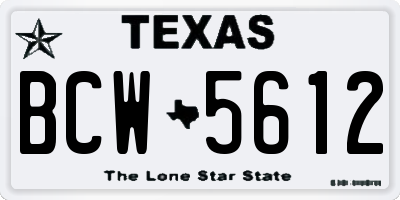 TX license plate BCW5612