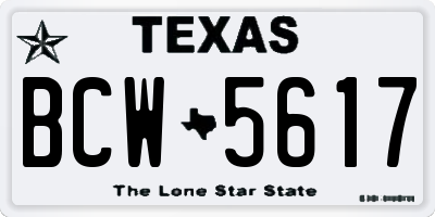 TX license plate BCW5617
