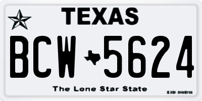 TX license plate BCW5624