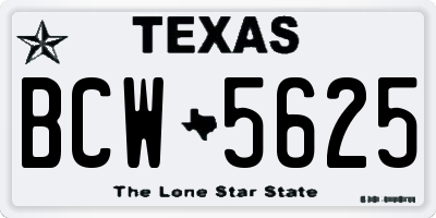 TX license plate BCW5625