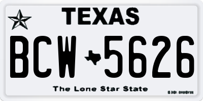 TX license plate BCW5626