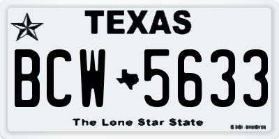 TX license plate BCW5633