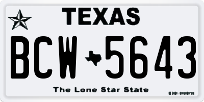 TX license plate BCW5643