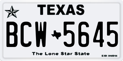 TX license plate BCW5645