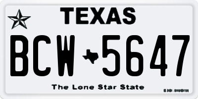 TX license plate BCW5647