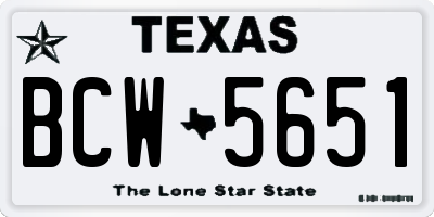 TX license plate BCW5651