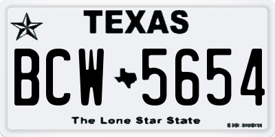 TX license plate BCW5654
