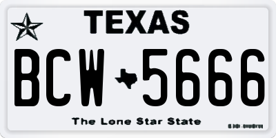 TX license plate BCW5666
