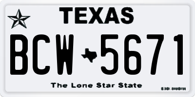 TX license plate BCW5671