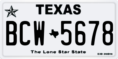 TX license plate BCW5678