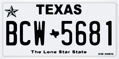 TX license plate BCW5681