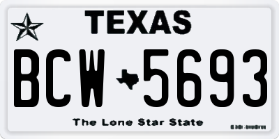 TX license plate BCW5693