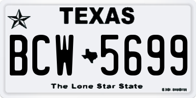 TX license plate BCW5699