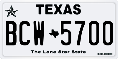 TX license plate BCW5700