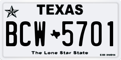 TX license plate BCW5701