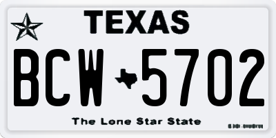 TX license plate BCW5702