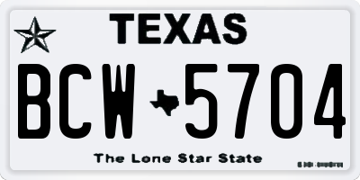 TX license plate BCW5704