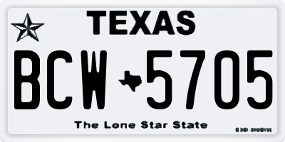 TX license plate BCW5705