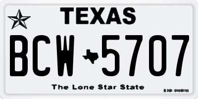 TX license plate BCW5707