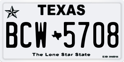 TX license plate BCW5708