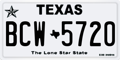 TX license plate BCW5720
