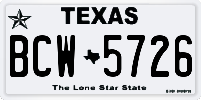 TX license plate BCW5726