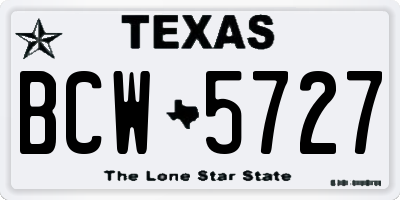 TX license plate BCW5727