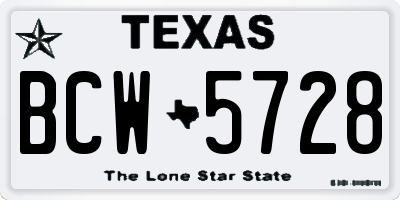 TX license plate BCW5728