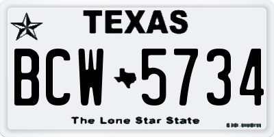 TX license plate BCW5734
