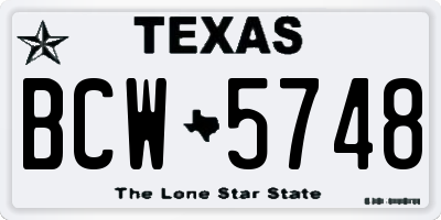 TX license plate BCW5748