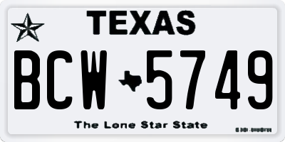 TX license plate BCW5749