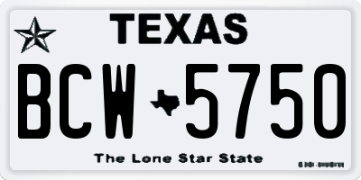 TX license plate BCW5750