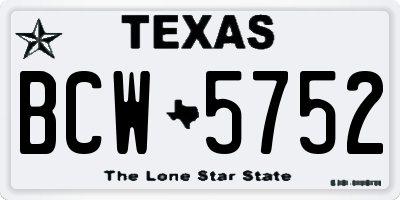 TX license plate BCW5752