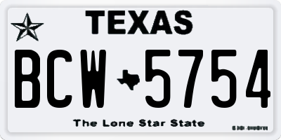 TX license plate BCW5754