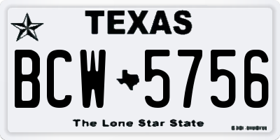 TX license plate BCW5756