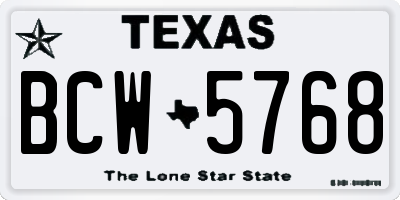 TX license plate BCW5768